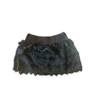 Raga Womens Black Crochet Lace Mini Skirt With Lined Interior Large